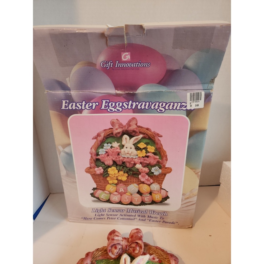 Vintage Easter eggstravaganza light sensor‎ musical wreath works new open box